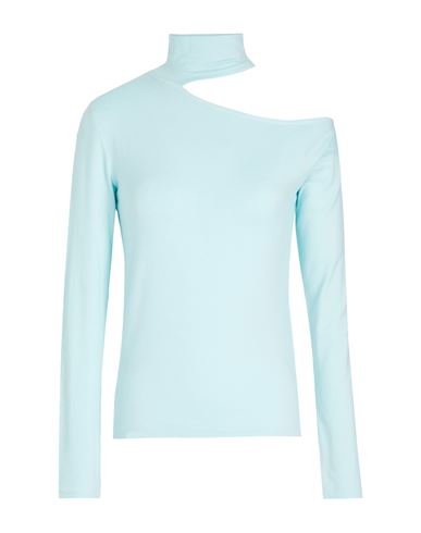 Viscose L/sleeve Deep V-neck Bodysuit Woman T-shirt Sky blue Size XL Viscose, Elastane