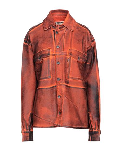 Ottolinger Woman Denim Shirt Orange Size Xs Cotton, Recycled Cotton, Recycled Polyester, Elastane