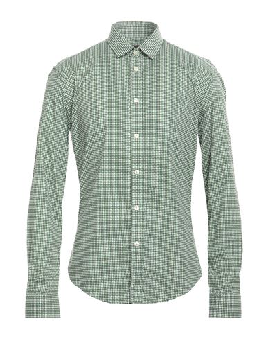 Brian Dales Man Shirt Green Size 16 ½ Cotton, Elastane In Gray