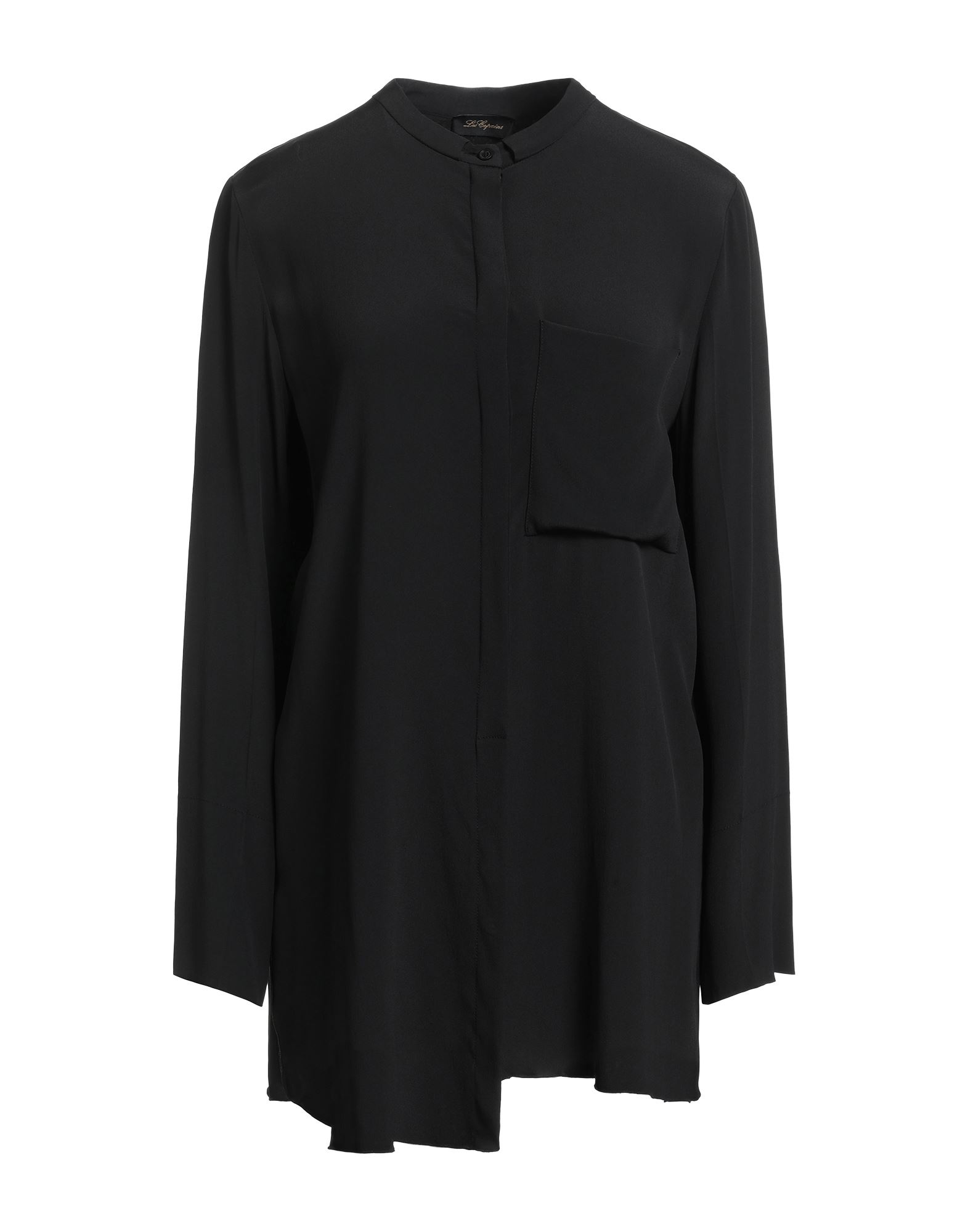 LES COPAINS LES COPAINS WOMAN SHIRT BLACK SIZE 14 ACETATE, SILK