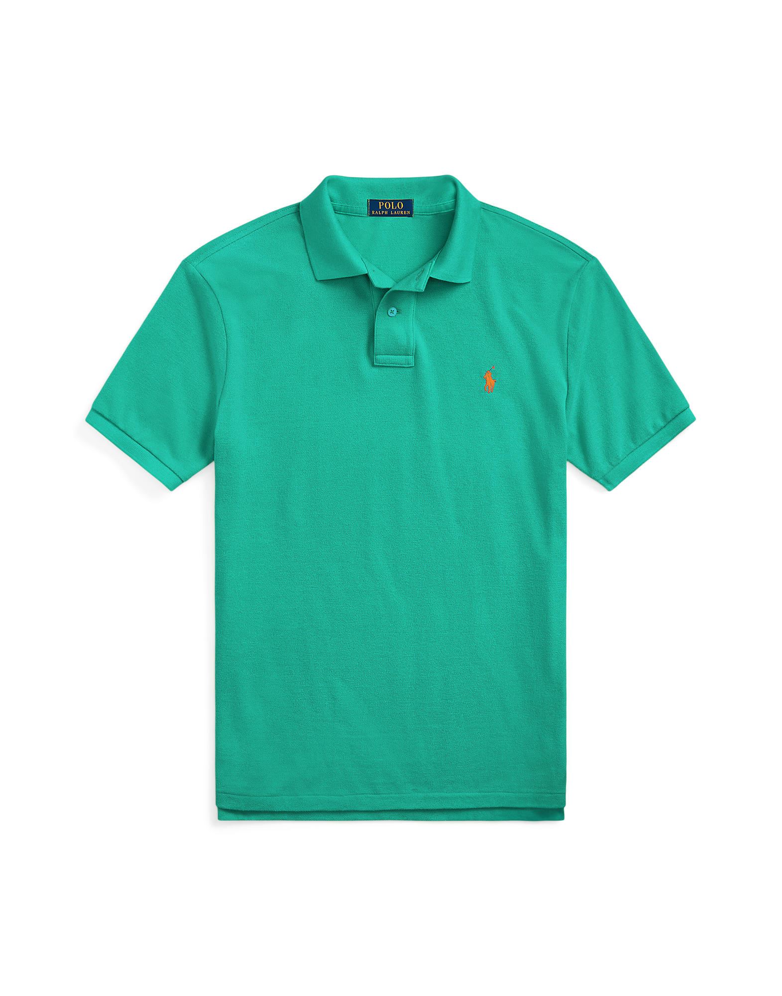Shop Polo Ralph Lauren Custom Slim Fit Mesh Polo Shirt Man Polo Shirt Emerald Green Size L Cotton