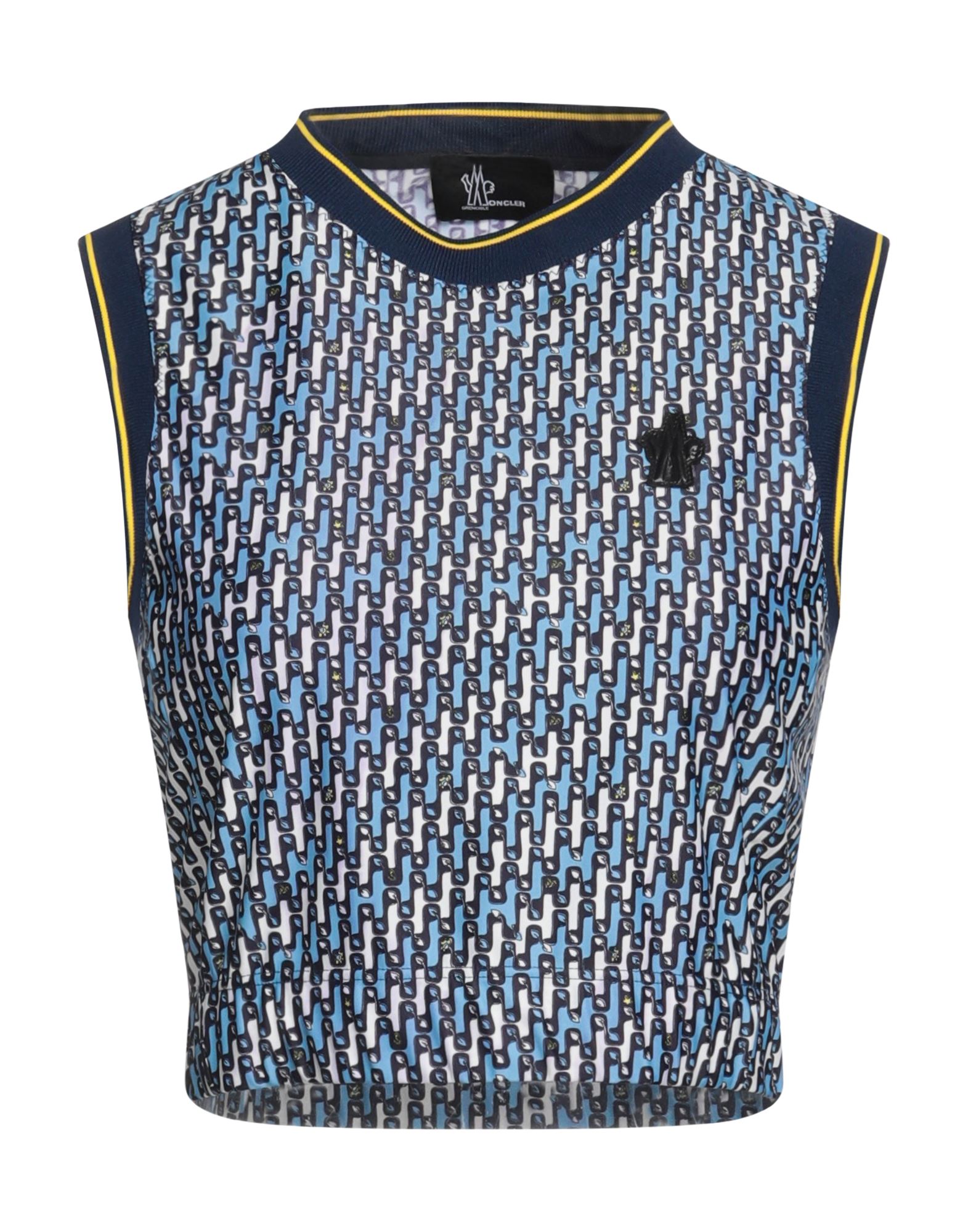 Moncler Abstract-pattern Cropped Tank Top In Blue