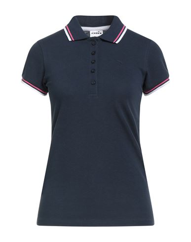 Diadora Woman Polo Shirt Midnight Blue Size Xs Cotton In Blue