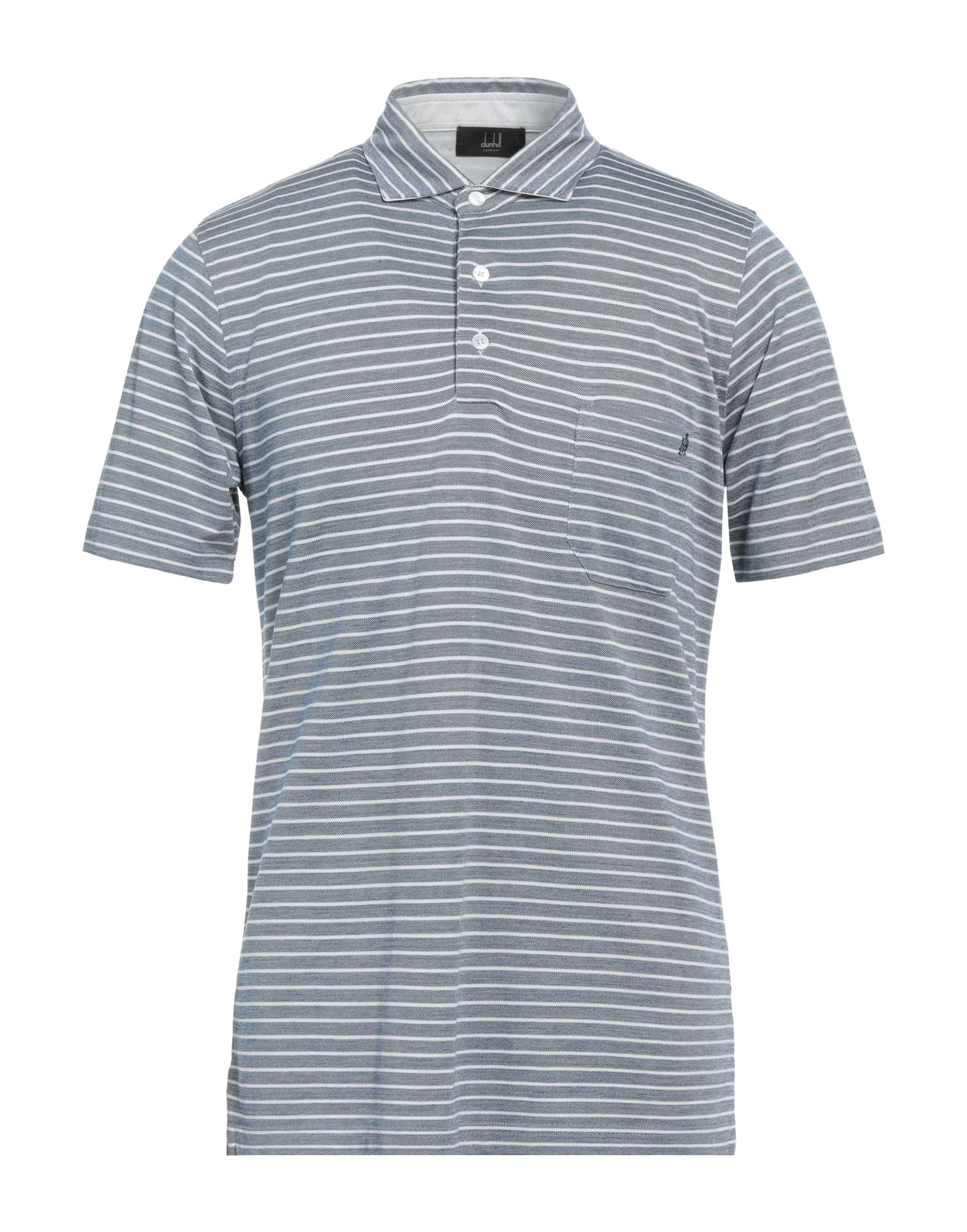 Shop Dunhill Man Polo Shirt Slate Blue Size M Cotton, Mulberry Silk