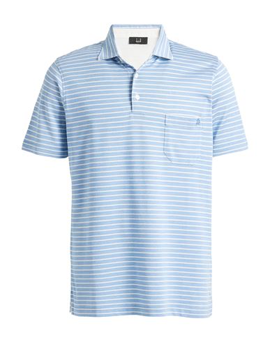 Dunhill Man Polo Shirt Light Blue Size L Cotton, Mulberry Silk