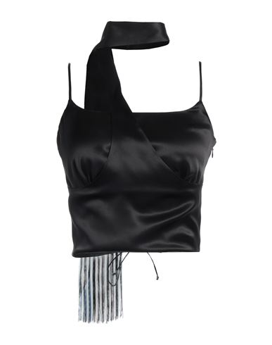 Rochas Woman Top Black Size 8 Silk, Acetate