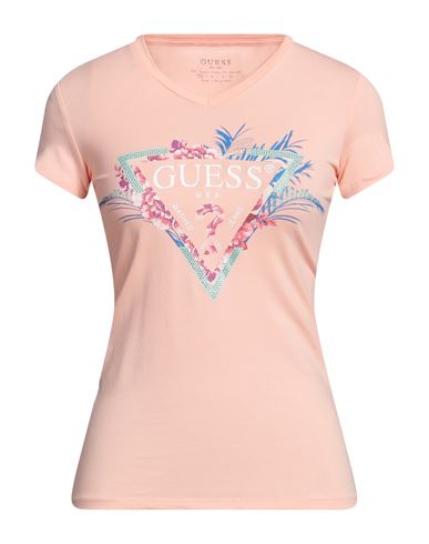 Guess Woman T-shirt Light Pink Size Xs Organic Cotton, Elastane