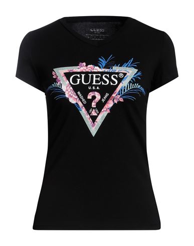 Guess Woman T-shirt Black Size Xs Organic Cotton, Elastane