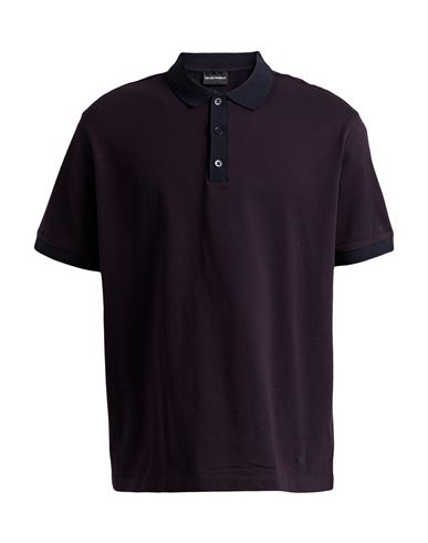 Emporio Armani Man Polo Shirt Deep Purple Size Xxl Cotton