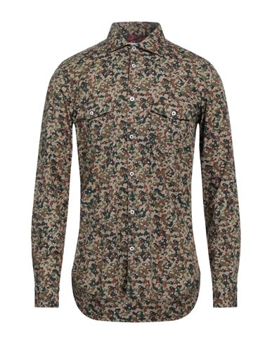 Manuel Ritz Man Shirt Khaki Size 16 ½ Cotton, Elastane In Beige