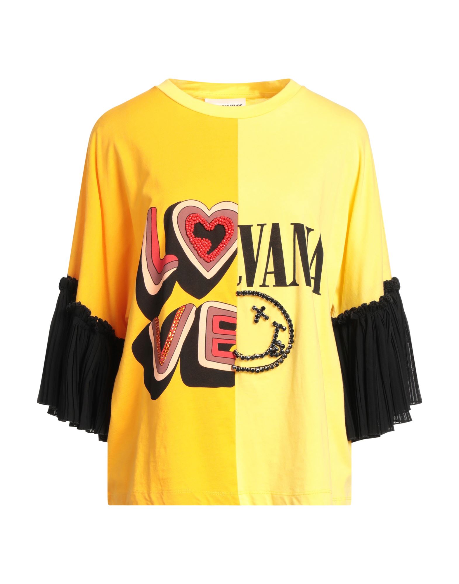 Shop Semicouture Woman T-shirt Yellow Size L Cotton, Polyester