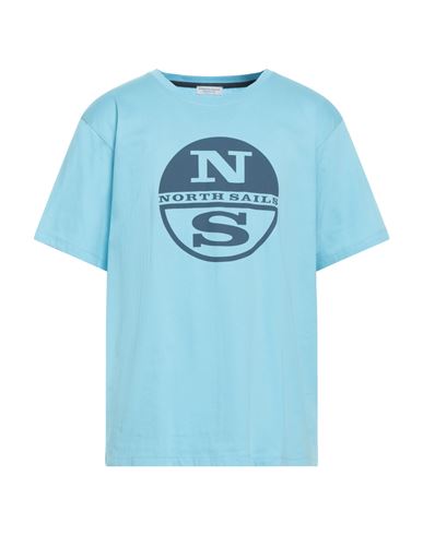 North Sails Man T-shirt Azure Size Xl Organic Cotton In Blue
