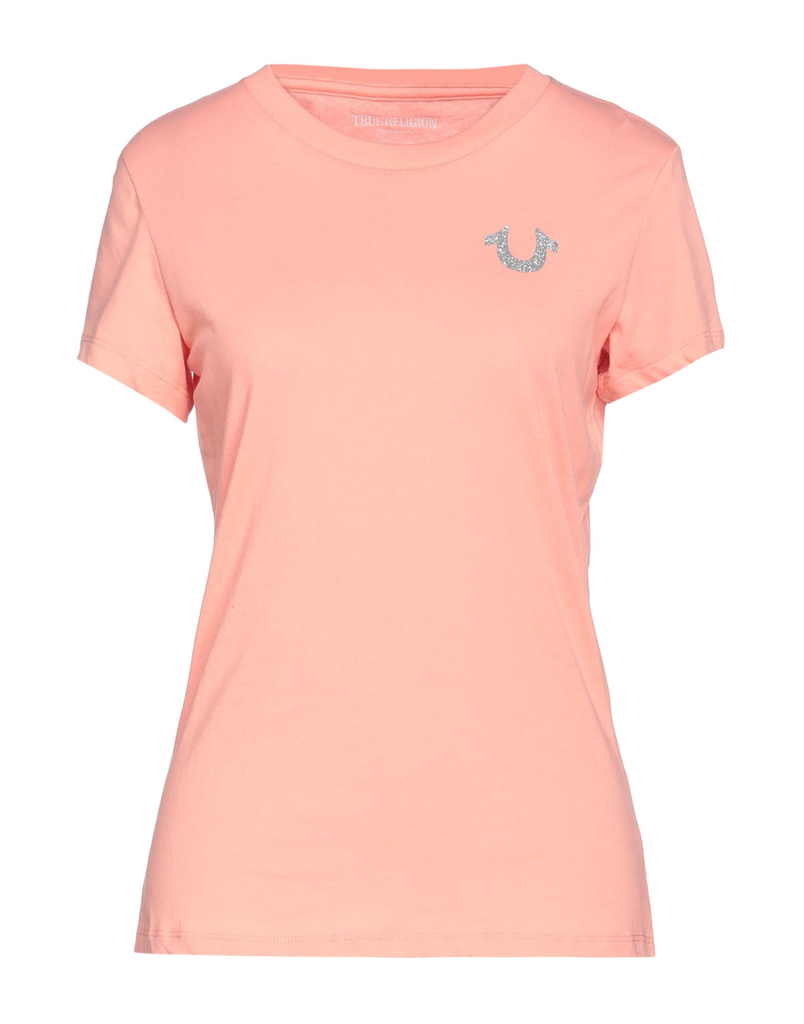 TRUE RELIGION TRUE RELIGION WOMAN T-SHIRT SALMON PINK SIZE M COTTON, POLYESTER 
