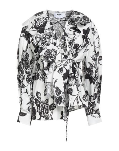 Msgm Woman Top Black Size 6 Cotton In Black