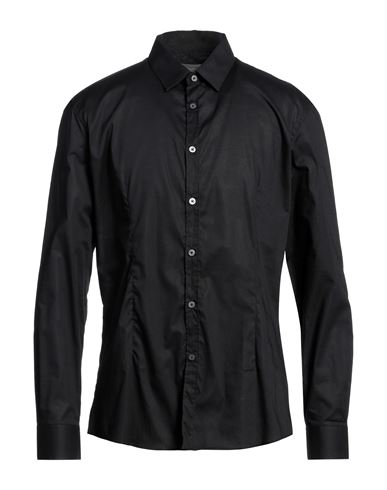 Shop Daniele Alessandrini Homme Man Shirt Black Size 15 ½ Cotton, Elastane