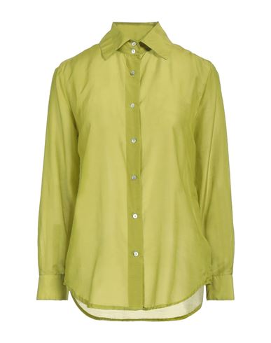 Brian Dales Woman Shirt Acid Green Size 8 Cotton, Silk