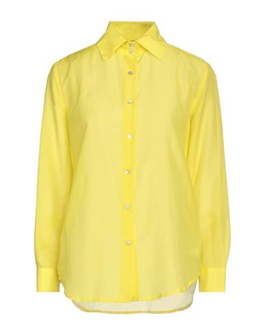Brian Dales Woman Shirt Yellow Size 6 Cotton, Silk