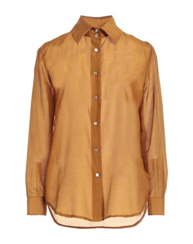 Brian Dales Woman Shirt Camel Size 10 Cotton, Silk In Beige