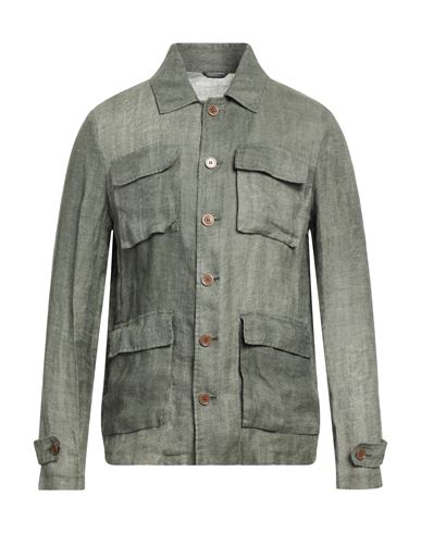 Grey Daniele Alessandrini Man Shirt Military Green Size 42 Textile Fibers