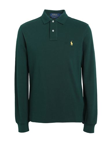 Polo Ralph Lauren Slim Fit Mesh Long-sleeve Polo Shirt Man Polo Shirt Green Size Xxl Cotton