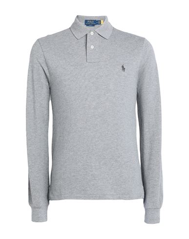 Shop Polo Ralph Lauren Slim Fit Mesh Long-sleeve Polo Shirt Man Polo Shirt Grey Size L Cotton