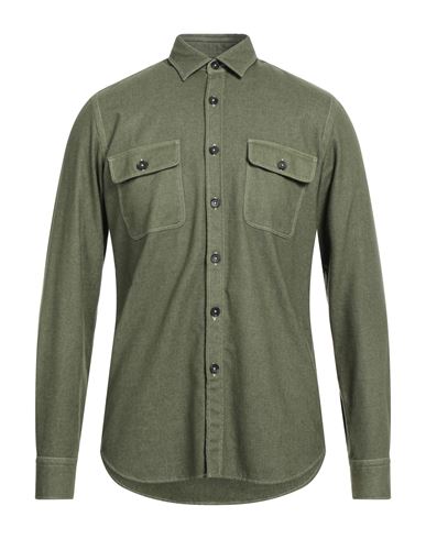 Alessandro Gherardi Man Shirt Military Green Size S Wool, Polyester