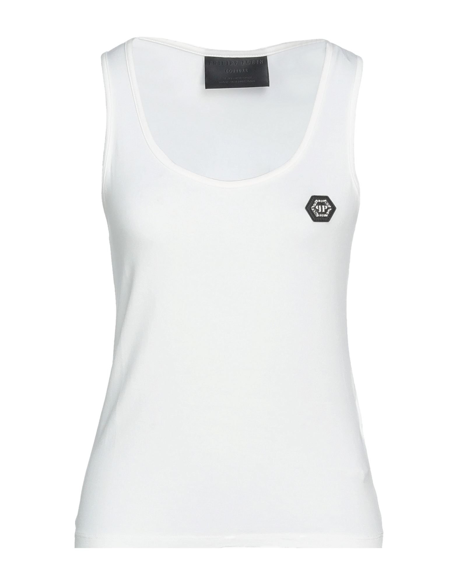 PHILIPP PLEIN PHILIPP PLEIN WOMAN TANK TOP WHITE SIZE XL MODAL, ELASTANE