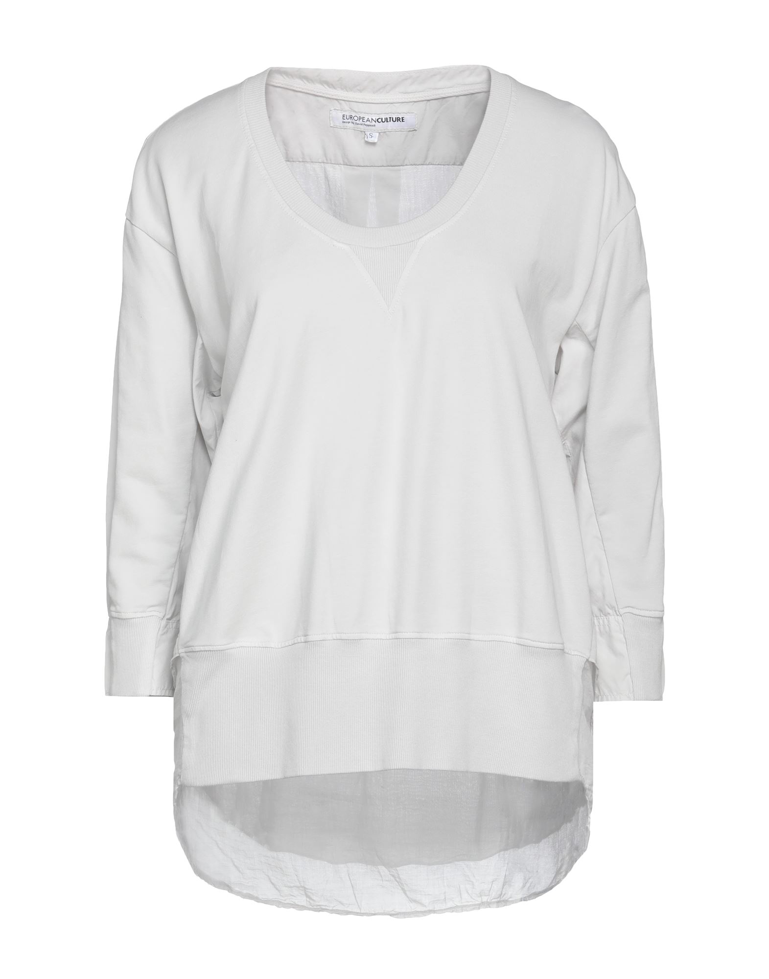 Shop European Culture Woman Sweatshirt Light Grey Size Xs Cotton, Elastane