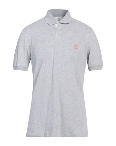 Brunello Cucinelli Man Polo Shirt Grey Size Xxl Cotton