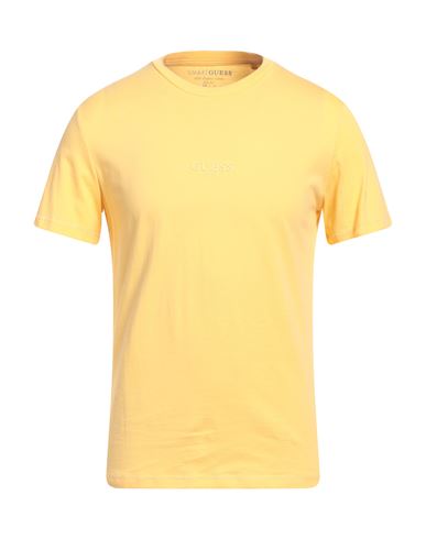 Guess Man T-shirt Apricot Size M Organic Cotton In Orange