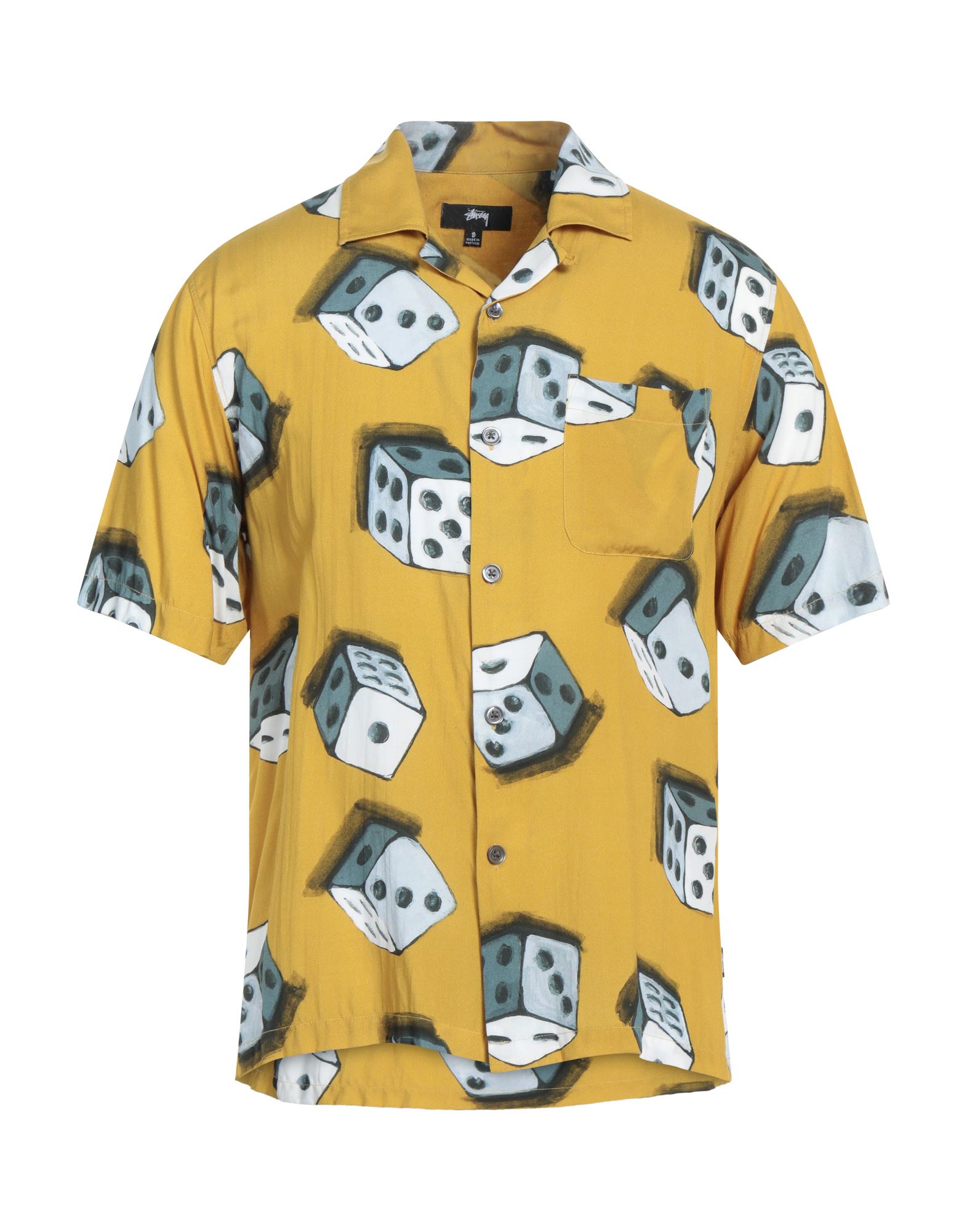 Shop Stussy Man Shirt Ocher Size M Viscose In Yellow