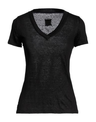120% Woman T-shirt Midnight Blue Size Xxs Linen In Black