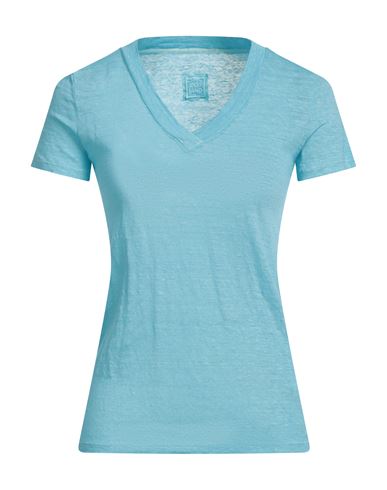 120% Woman T-shirt Azure Size Xs Linen In Blue