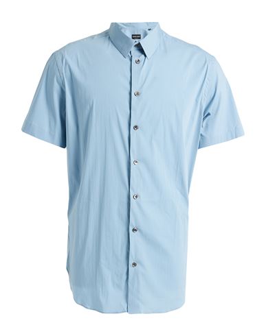 Giorgio Armani Man Shirt Blue Size 15 Cotton, Polyamide, Elastane