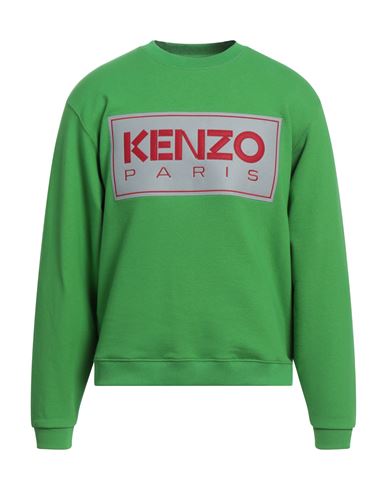 Shop Kenzo Man Sweatshirt Green Size Xl Cotton, Elastane
