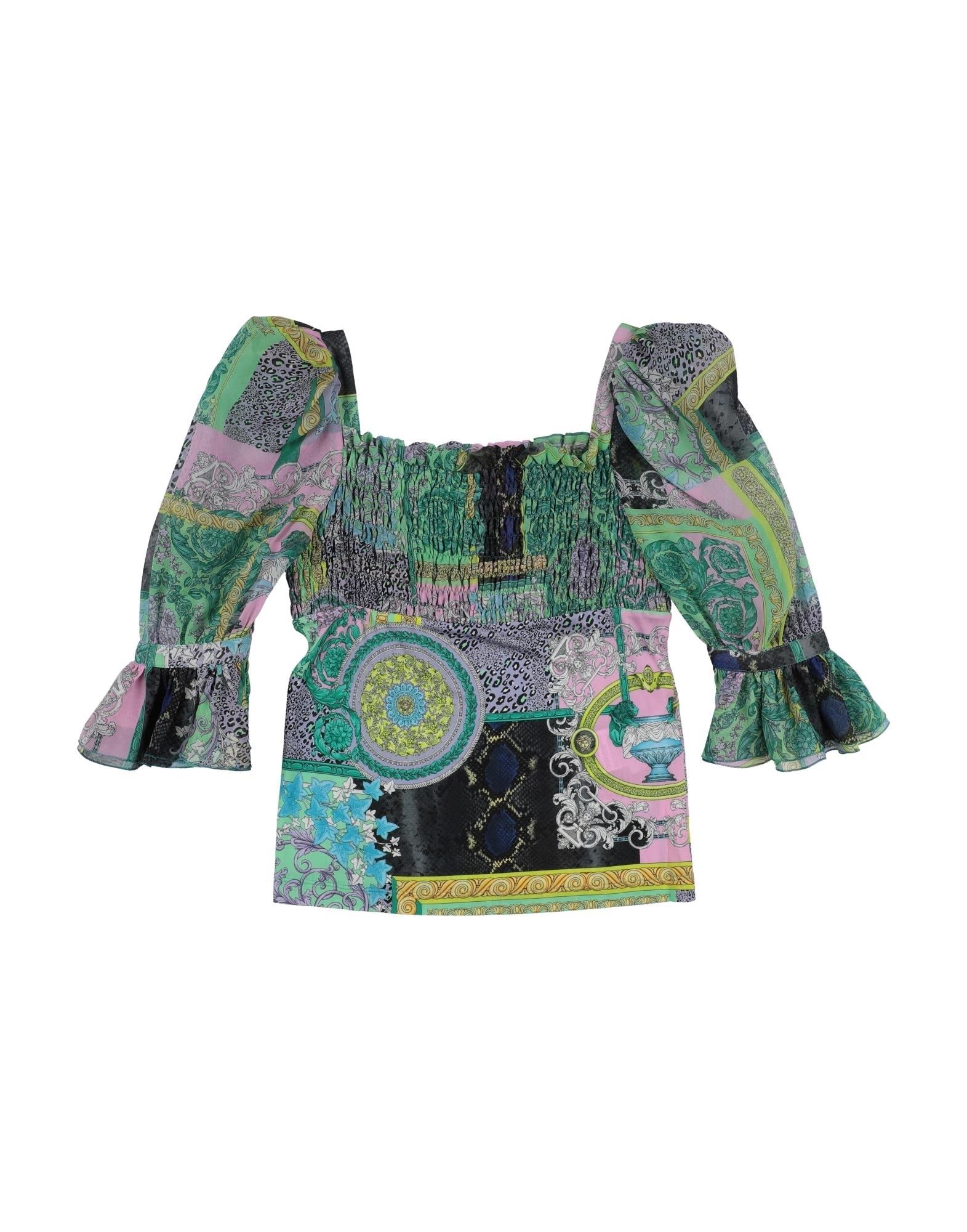 Shop Versace Young Toddler Girl Top Green Size 6 Viscose, Silk