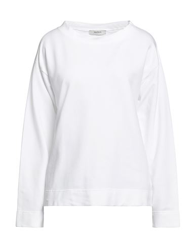 Alpha Studio Woman Sweatshirt White Size 6 Cotton, Elastane