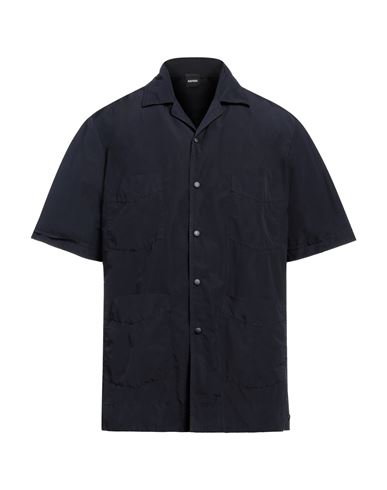 Shop Aspesi Man Shirt Midnight Blue Size L Polyester, Polyamide