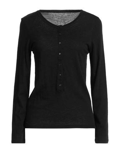 Majestic Filatures Woman T-shirt Black Size 3 Cotton, Cashmere