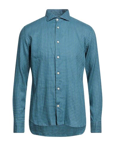 Shop Drumohr Man Shirt Blue Size Xl Linen