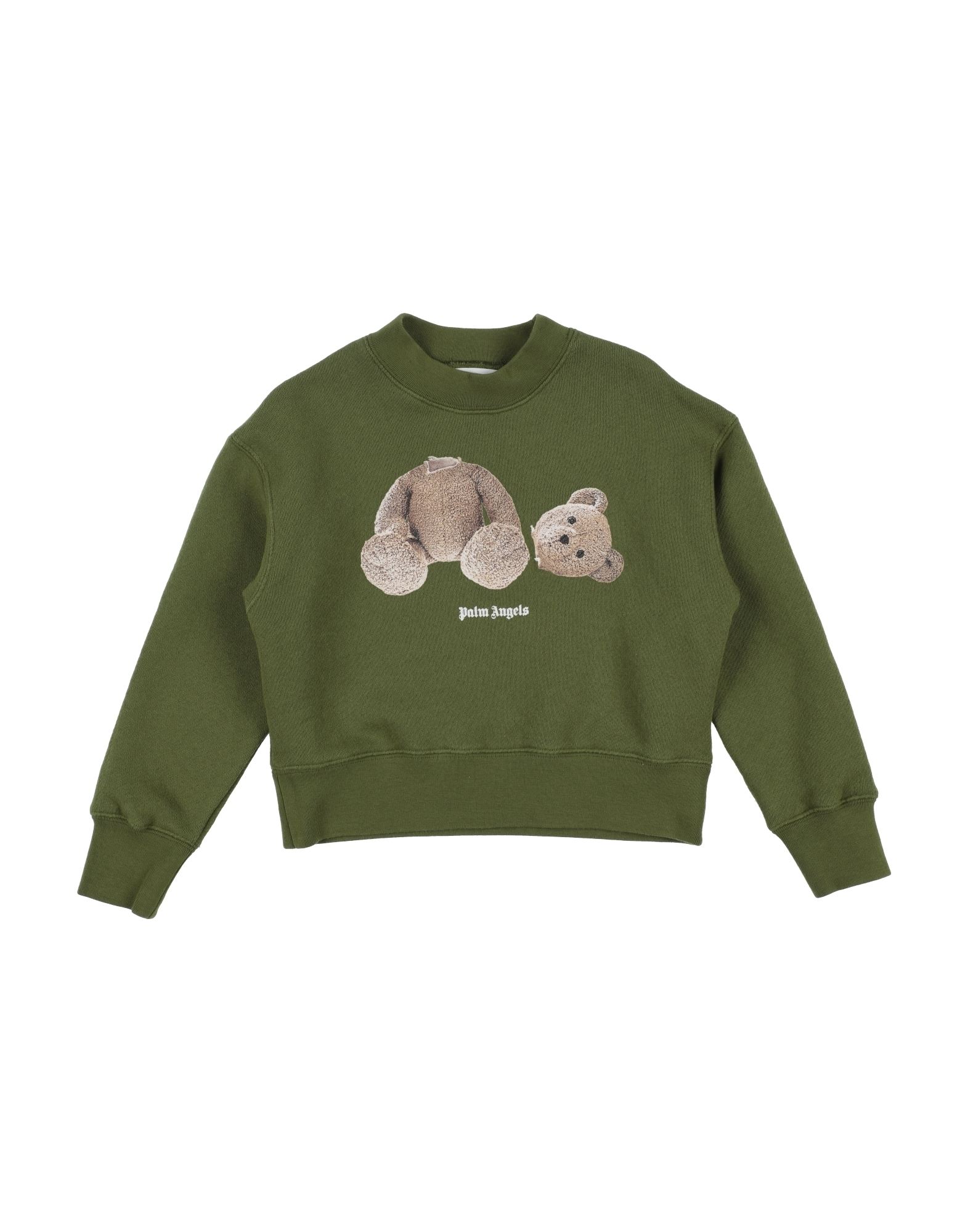 Shop Palm Angels Toddler Boy Sweatshirt Military Green Size 6 Cotton, Elastane