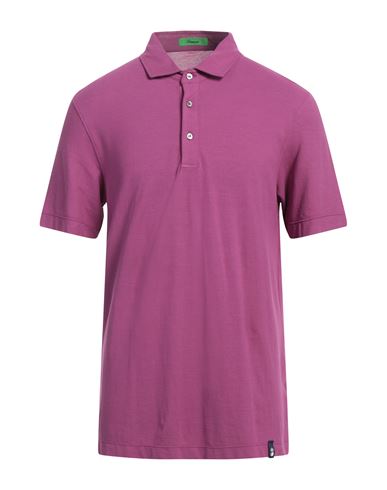 Shop Drumohr Man Polo Shirt Mauve Size L Cotton In Purple