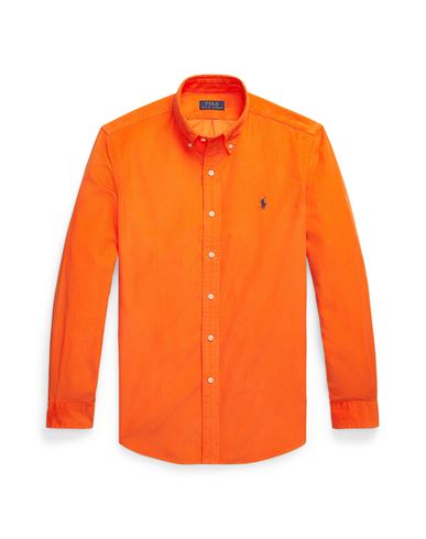 Shop Polo Ralph Lauren Custom Fit Corduroy Shirt Man Shirt Orange Size M Cotton
