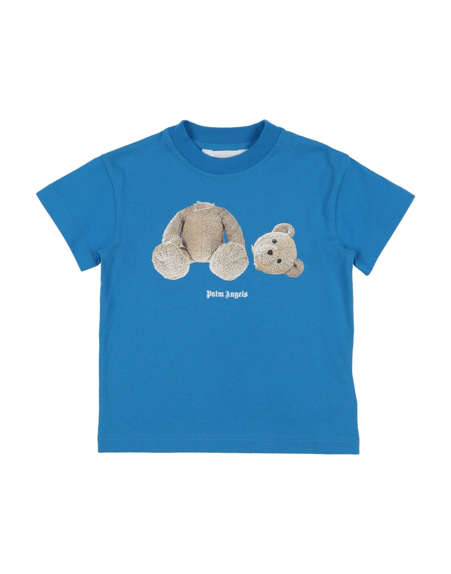 Palm Angels Kids' T-shirts In Azure