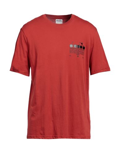 Diadora Man T-shirt Rust Size L Cotton In Red