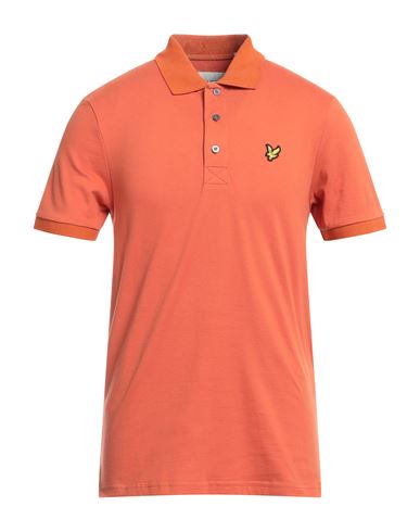 Lyle & Scott Man Polo Shirt Orange Size M Organic Cotton, Elastane