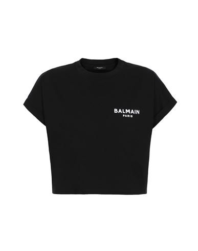 Balmain Woman T-shirt Black Size M Cotton