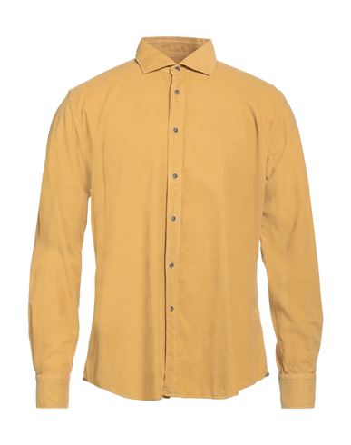 Xacus Man Shirt Ocher Size 16 Cotton In Yellow