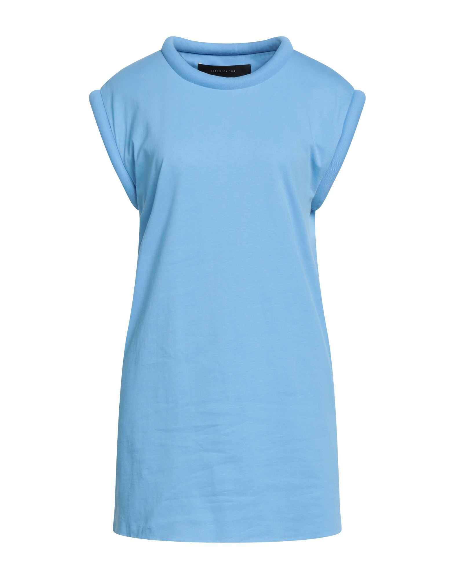 FEDERICA TOSI FEDERICA TOSI WOMAN T-SHIRT AZURE SIZE 2 COTTON, ACRYLIC