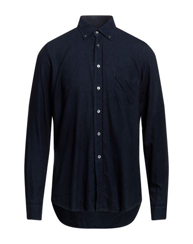 Drumohr Man Shirt Midnight Blue Size 15 ½ Linen, Cotton